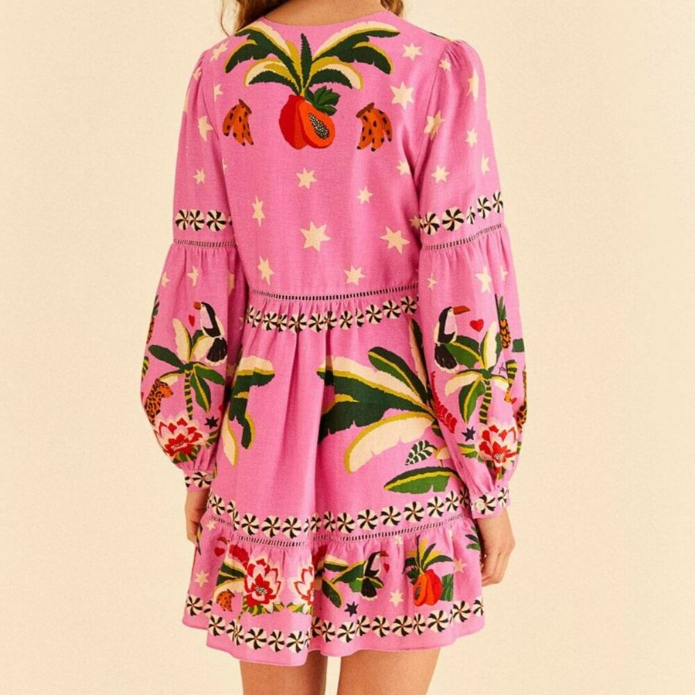FARM Rio Pink Leopard Forest Mini Dress - Picture 3 of 10
